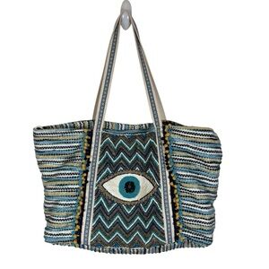 America & Beyond Grecian Nights Beaded Evil Eye Large Tote